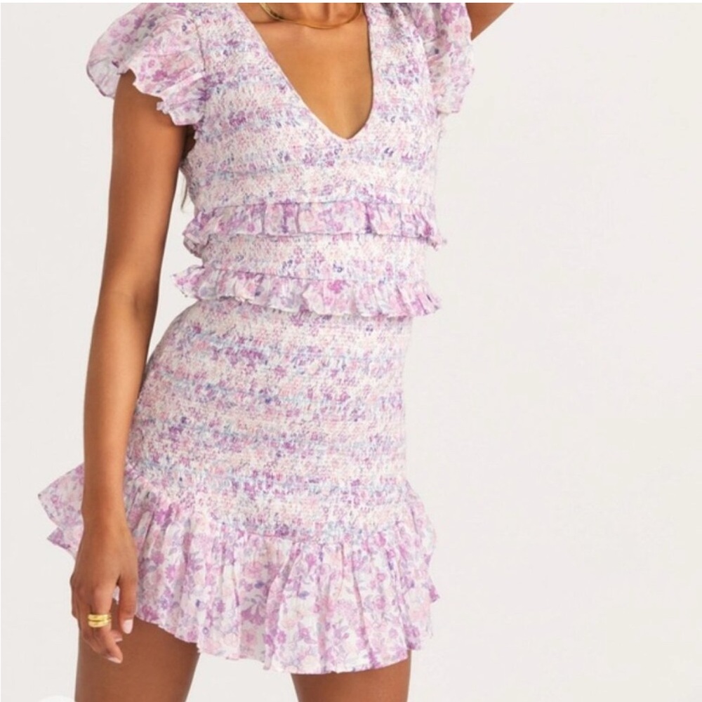 Love Shack Fancy Sonora Ruffle Mini Dress in Purple Iris